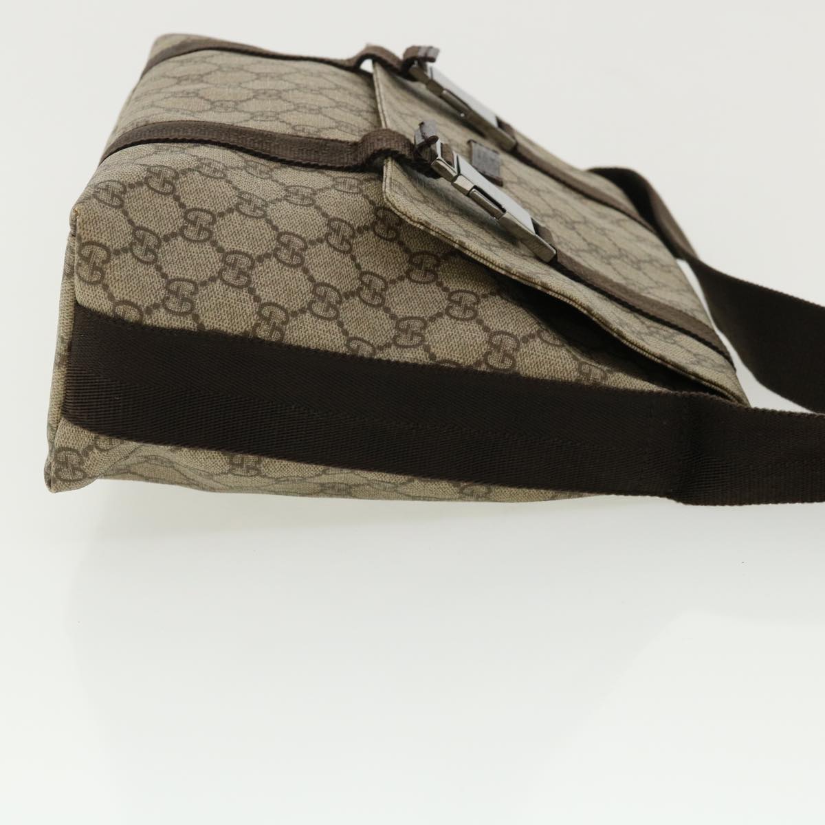 GUCCI GG Canvas Shoulder Bag PVC Leather Beige ro507