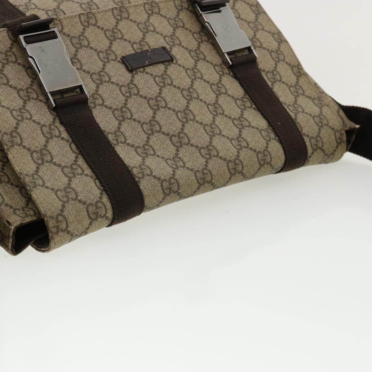 GUCCI GG Canvas Shoulder Bag PVC Leather Beige ro507