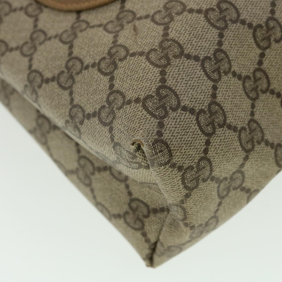 GUCCI Web Sherry Line GG Canvas Tote Bag PVC Leather Beige Green Red ro546