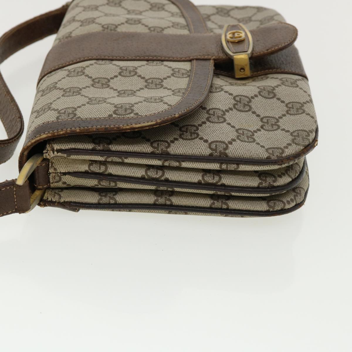 GUCCI GG Canvas Shoulder Bag PVC Leather Beige ro555