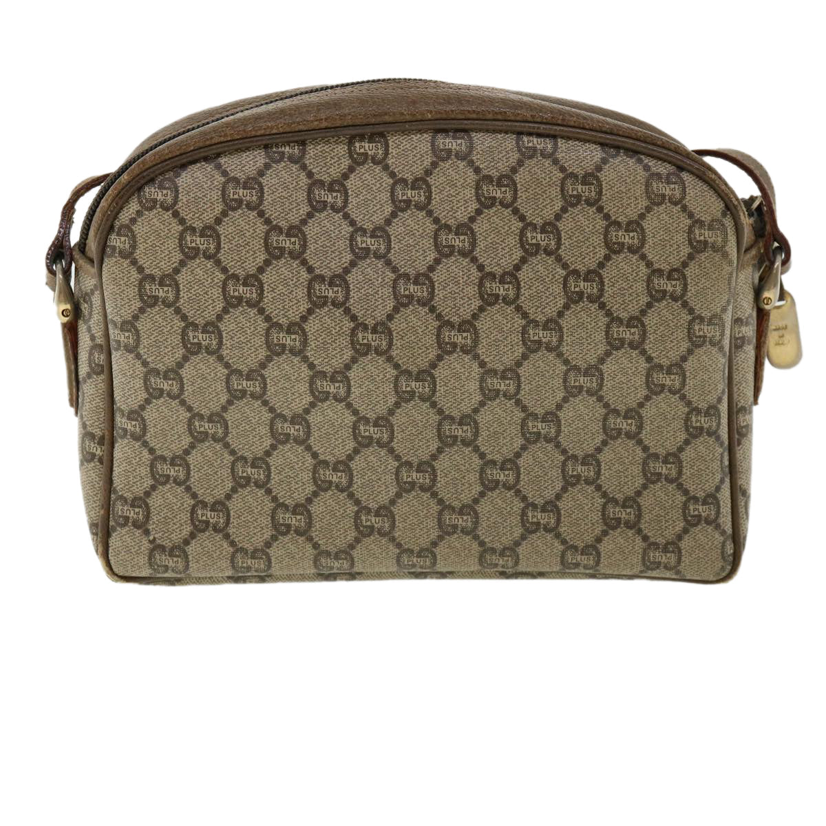 GUCCI GG Plus Canvas Shoulder Bag PVC Leather Beige ro556