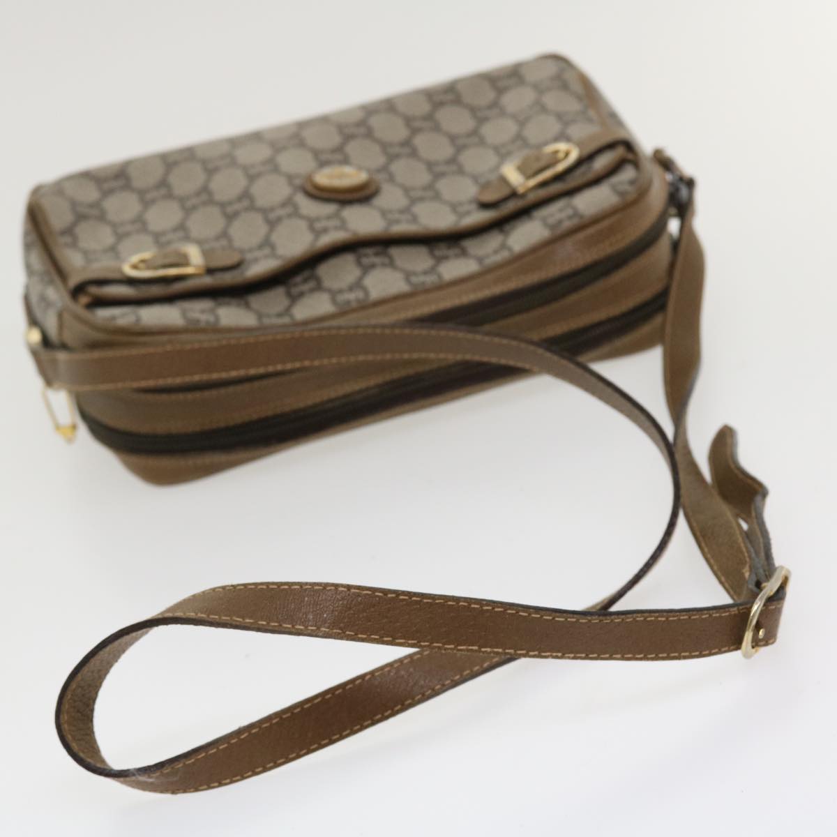 GUCCI GG Plus Canvas Shoulder Bag PVC Leather Beige ro789