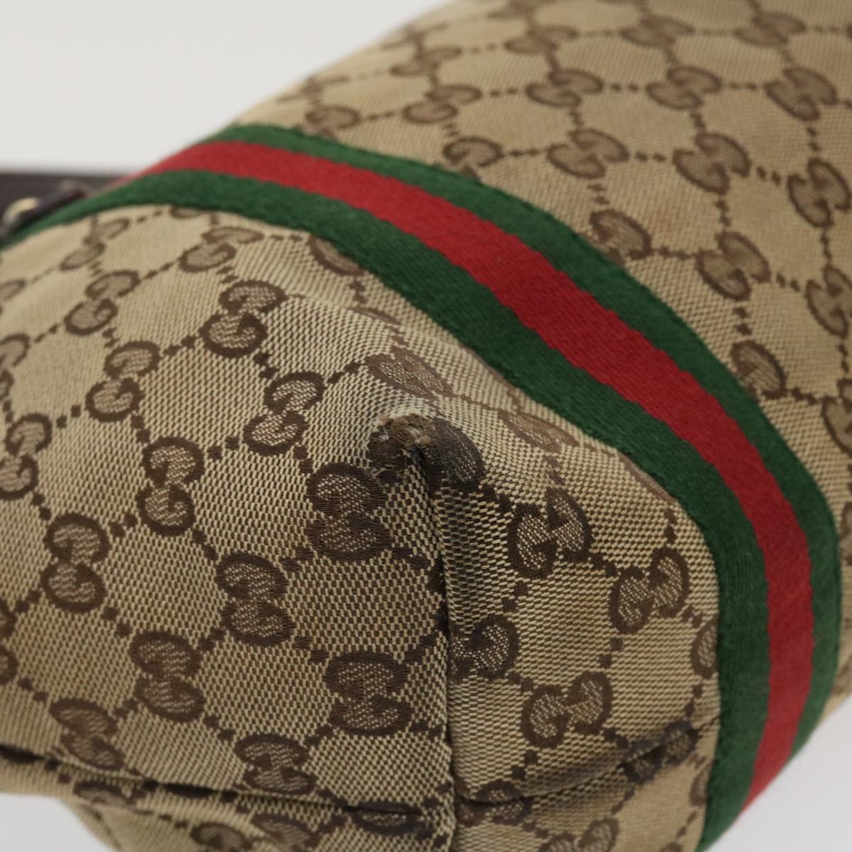GUCCI GG Canvas Web Sherry Line Tote Bag Beige Red Green 137396 ro795
