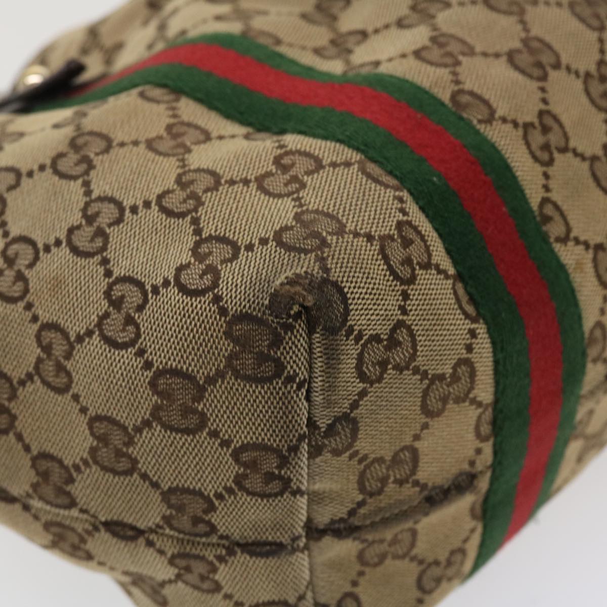 GUCCI GG Canvas Web Sherry Line Tote Bag Beige Red Green 137396 ro795