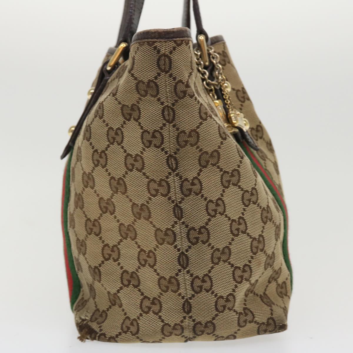 GUCCI GG Canvas Web Sherry Line Tote Bag Beige Red Green 137396 ro795