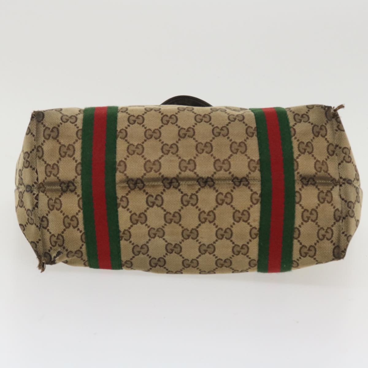 GUCCI GG Canvas Web Sherry Line Tote Bag Beige Red Green 137396 ro795
