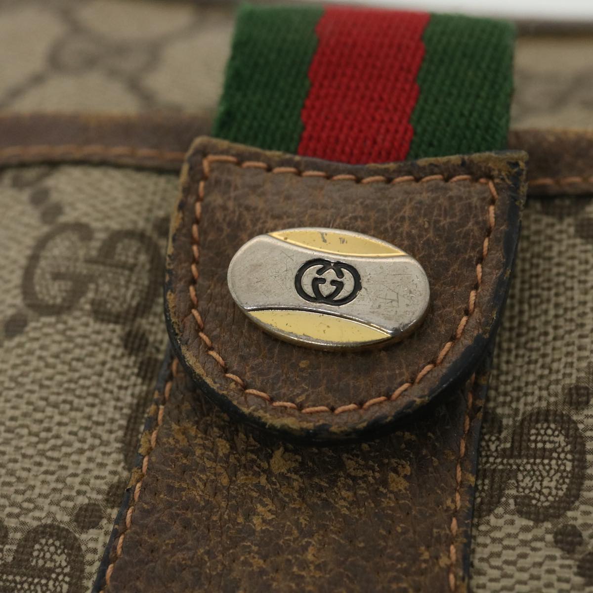GUCCI GG Canvas Web Sherry Line Shoulder Bag Beige Red 89 02 032 ro876