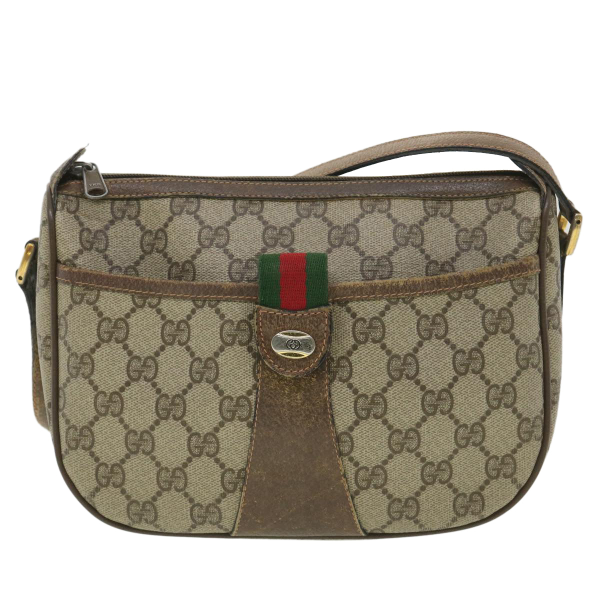 GUCCI GG Canvas Web Sherry Line Shoulder Bag Beige Red 89 02 032 ro876