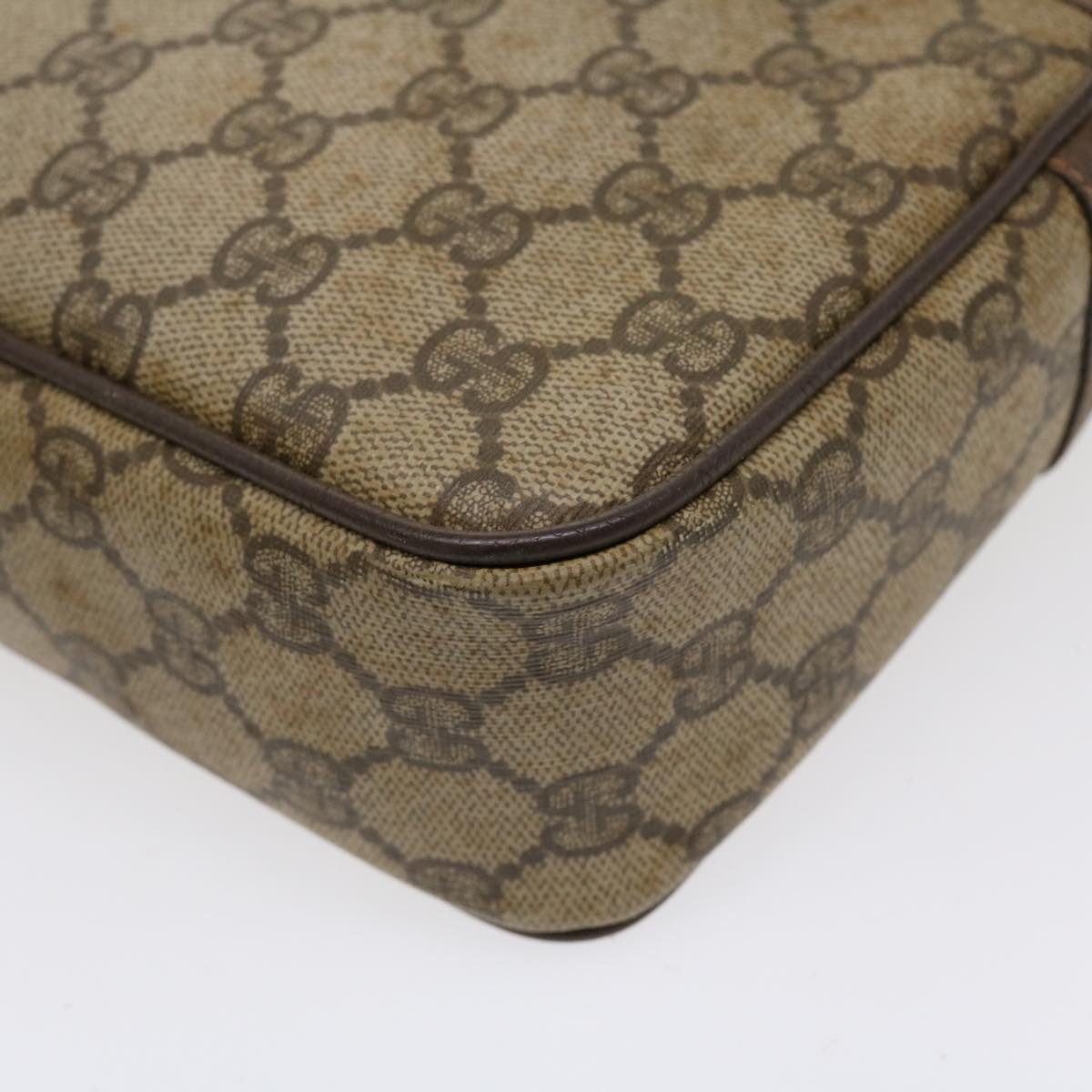 GUCCI GG Canvas Clutch Bag PVC Leather Beige 156.01.044 ro882