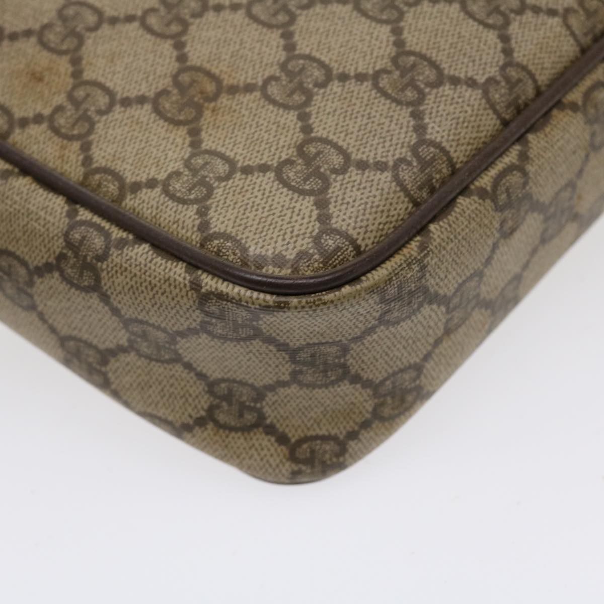 GUCCI GG Canvas Clutch Bag PVC Leather Beige 156.01.044 ro882