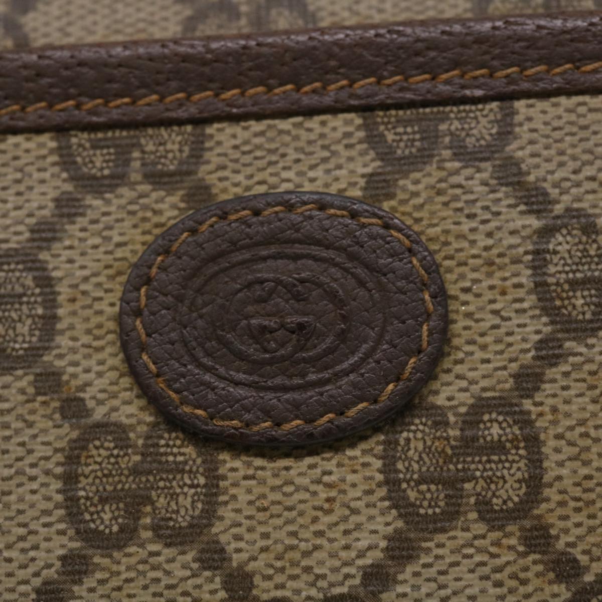 GUCCI GG Canvas Clutch Bag PVC Leather Beige 156.01.044 ro882