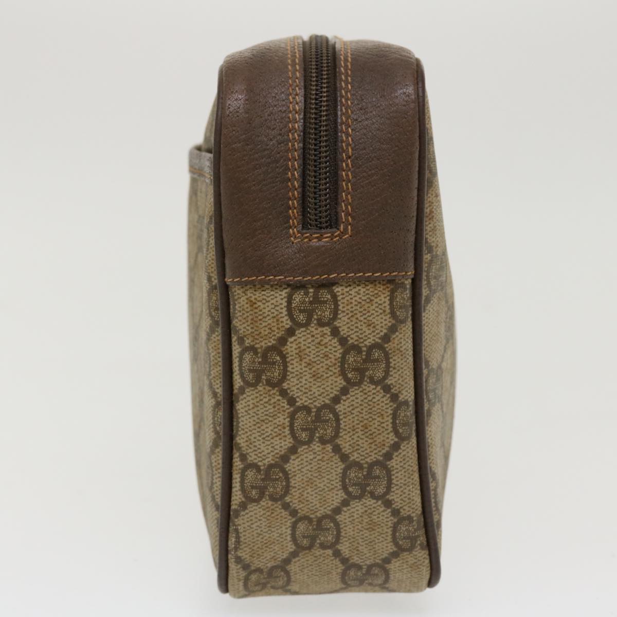 GUCCI GG Canvas Clutch Bag PVC Leather Beige 156.01.044 ro882