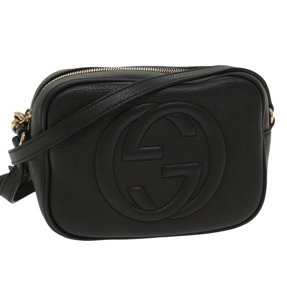GUCCI Soho Shoulder Bag Leather Black 308364 S236