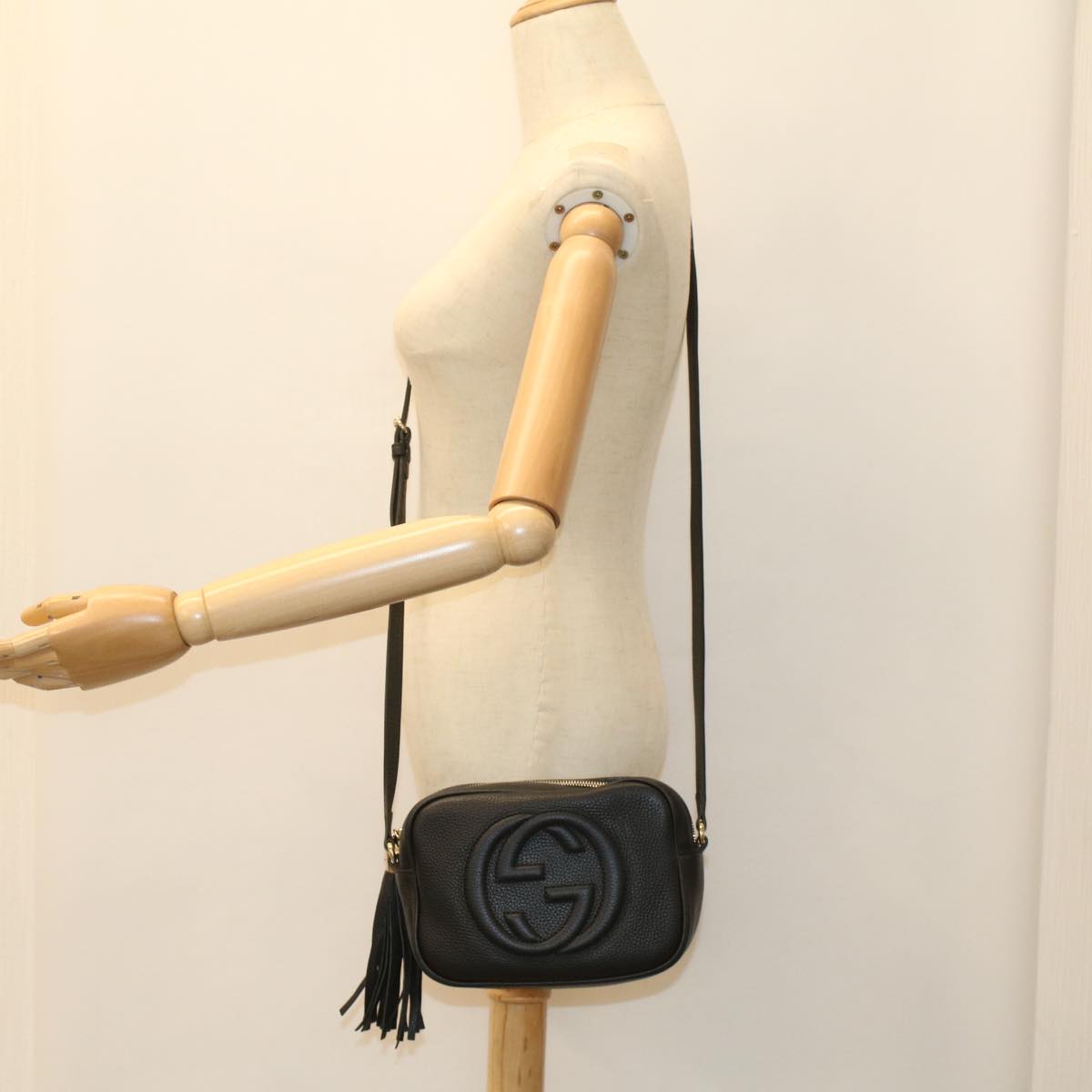 GUCCI Soho Shoulder Bag Leather Black 308364 S236