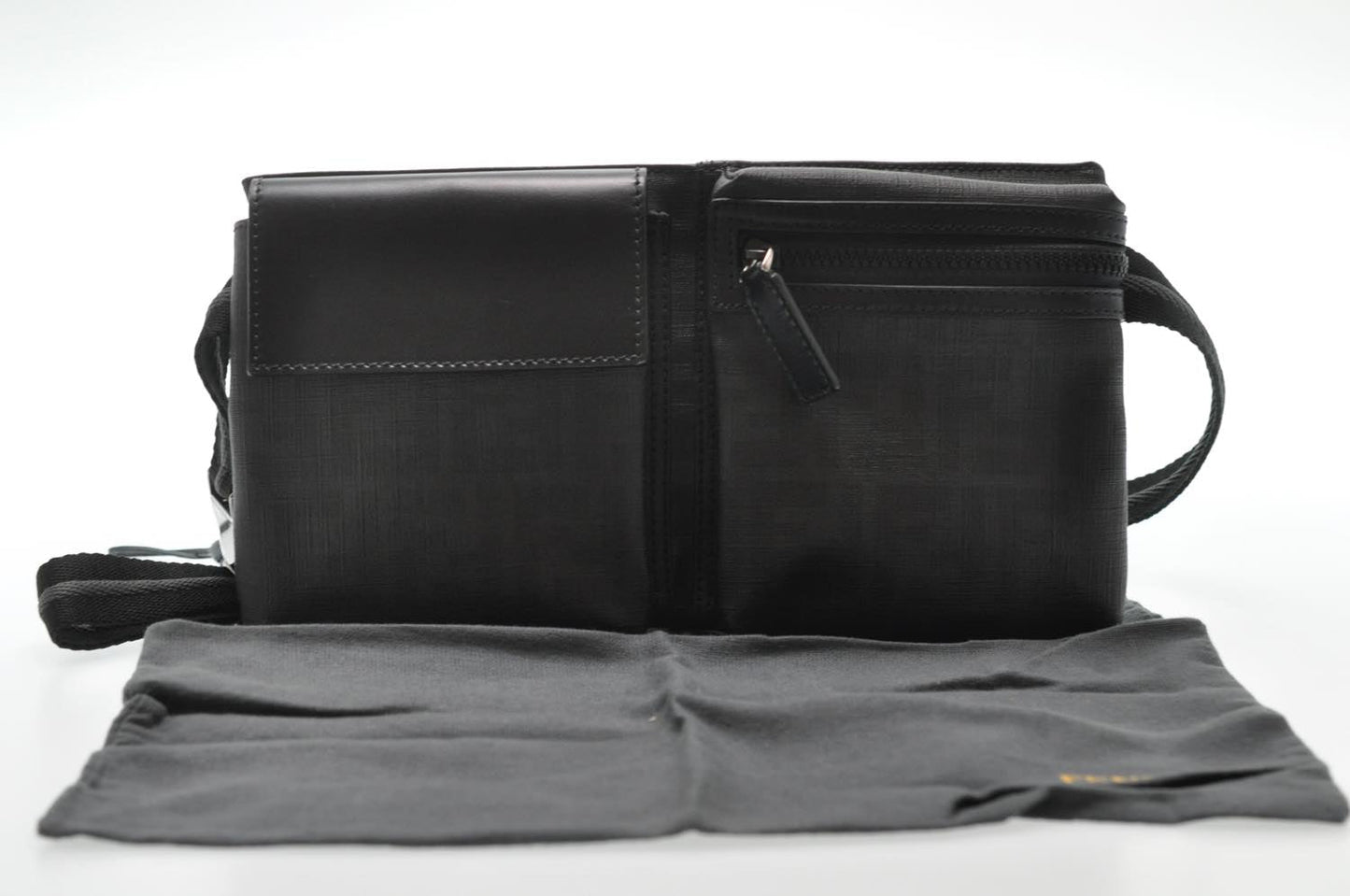 FENDI Zucca Leather Waist Bag Leather Black am1321s