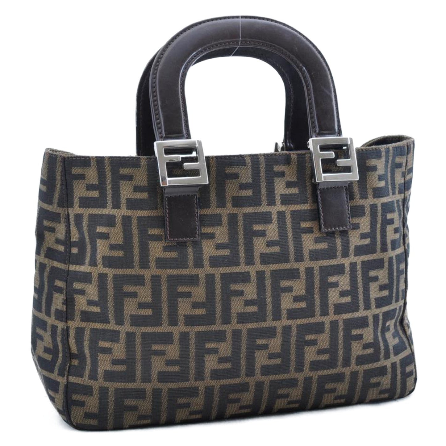 FENDI Zucca Canvas Hand Bag Brown Black am1412s