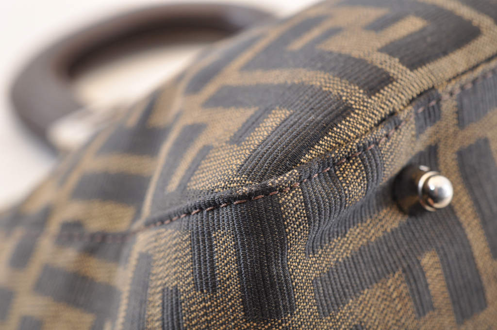 FENDI Zucca Canvas Hand Bag Brown Black am1412s