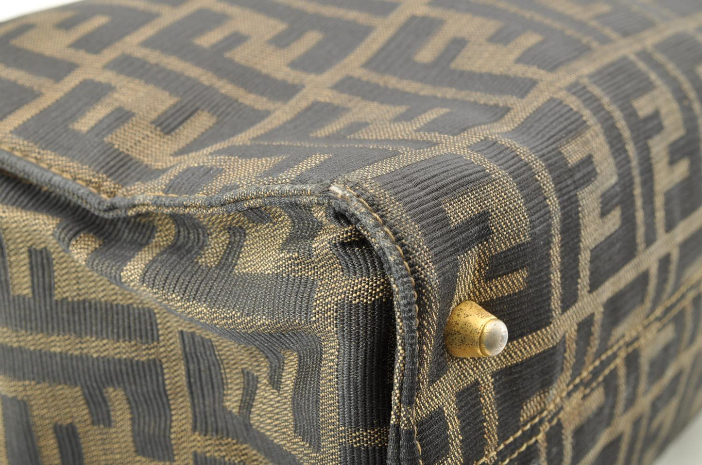FENDI Zucca Canvas Hand Bag Nylon Black Brown am1722s