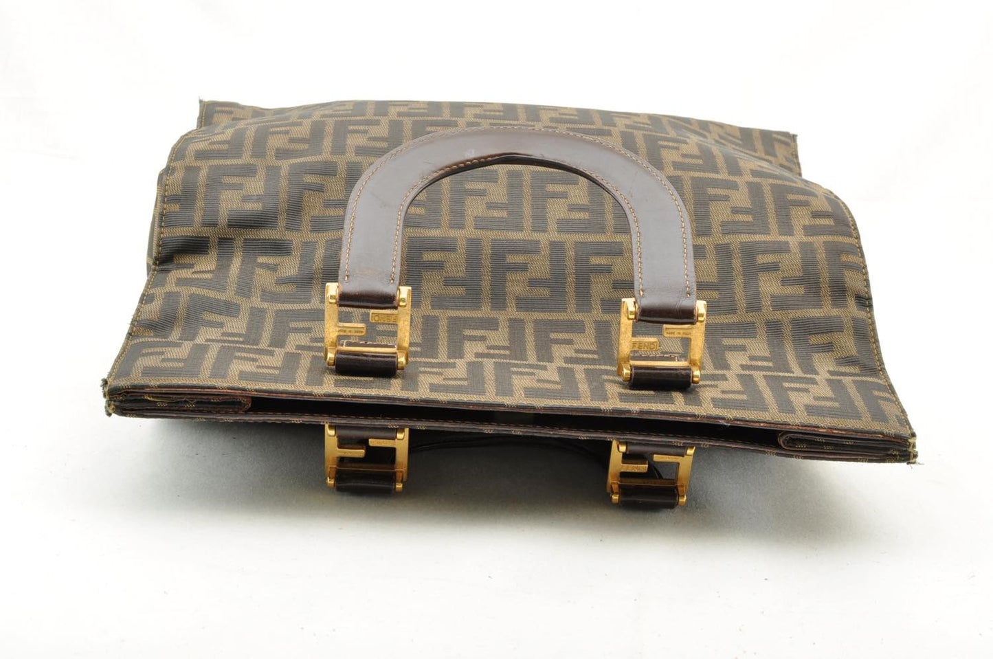 FENDI Zucca Canvas Hand Bag Nylon Black Brown am1722s