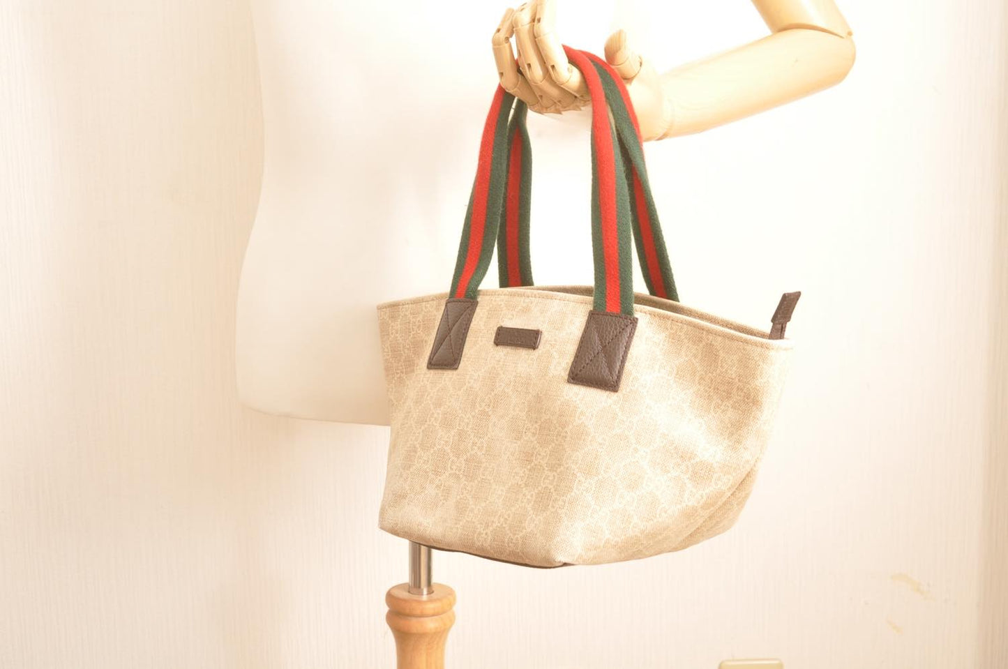 GUCCI Web Sherry Line GG Canvas Hand Bag Red Green Ege 374433502752 am2531s