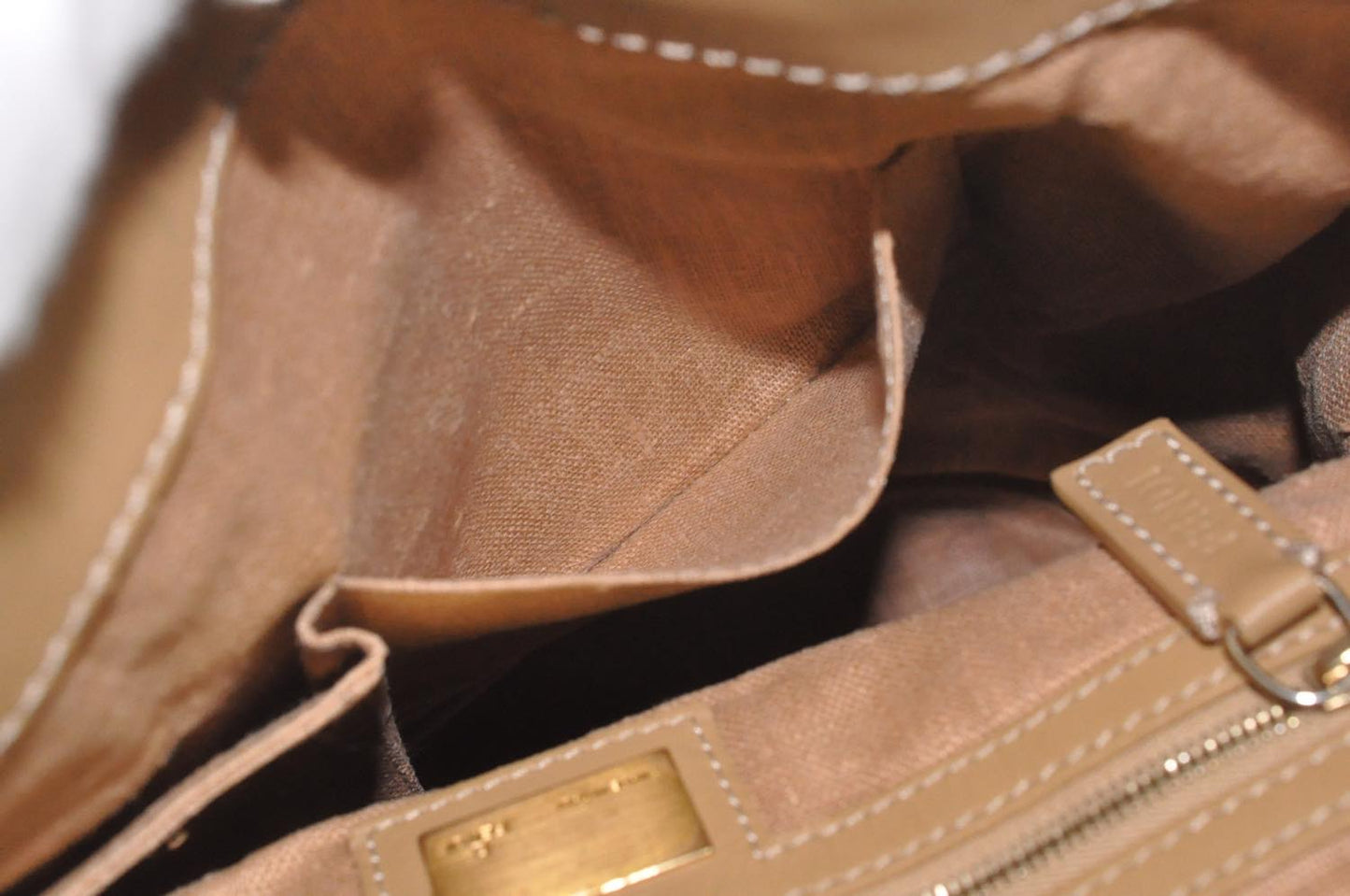 FENDI Zucca Canvas Hand Bag Beige Black am2612s