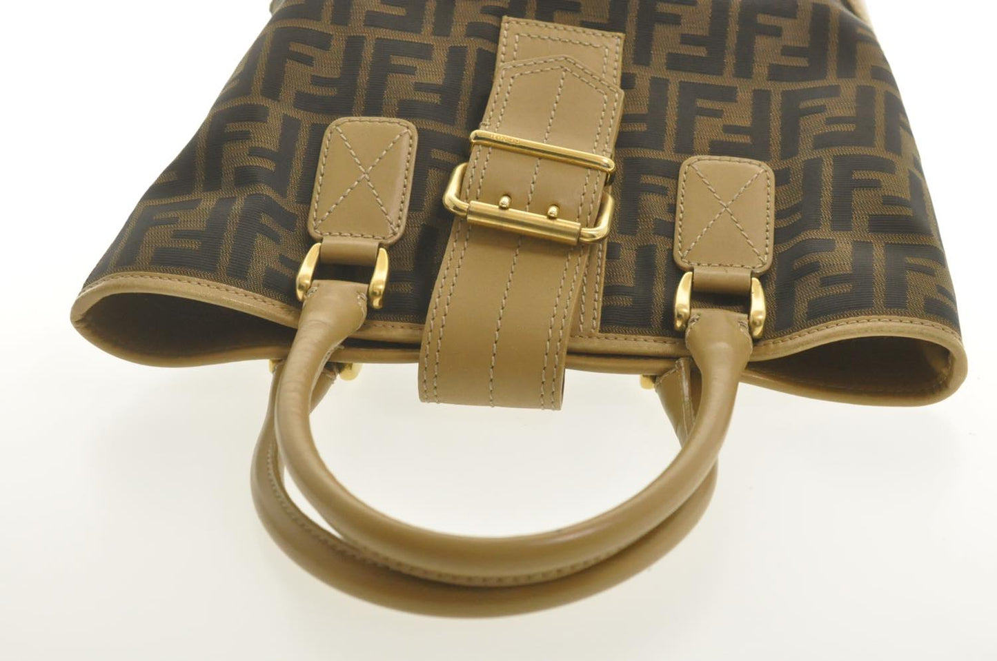 FENDI Zucca Canvas Hand Bag Beige Black am2612s