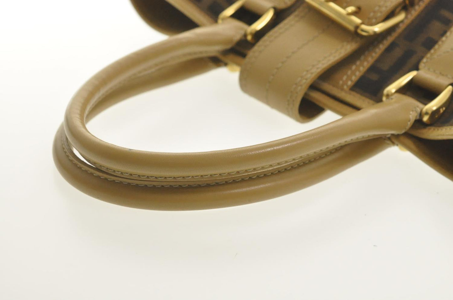 FENDI Zucca Canvas Hand Bag Beige Black am2612s