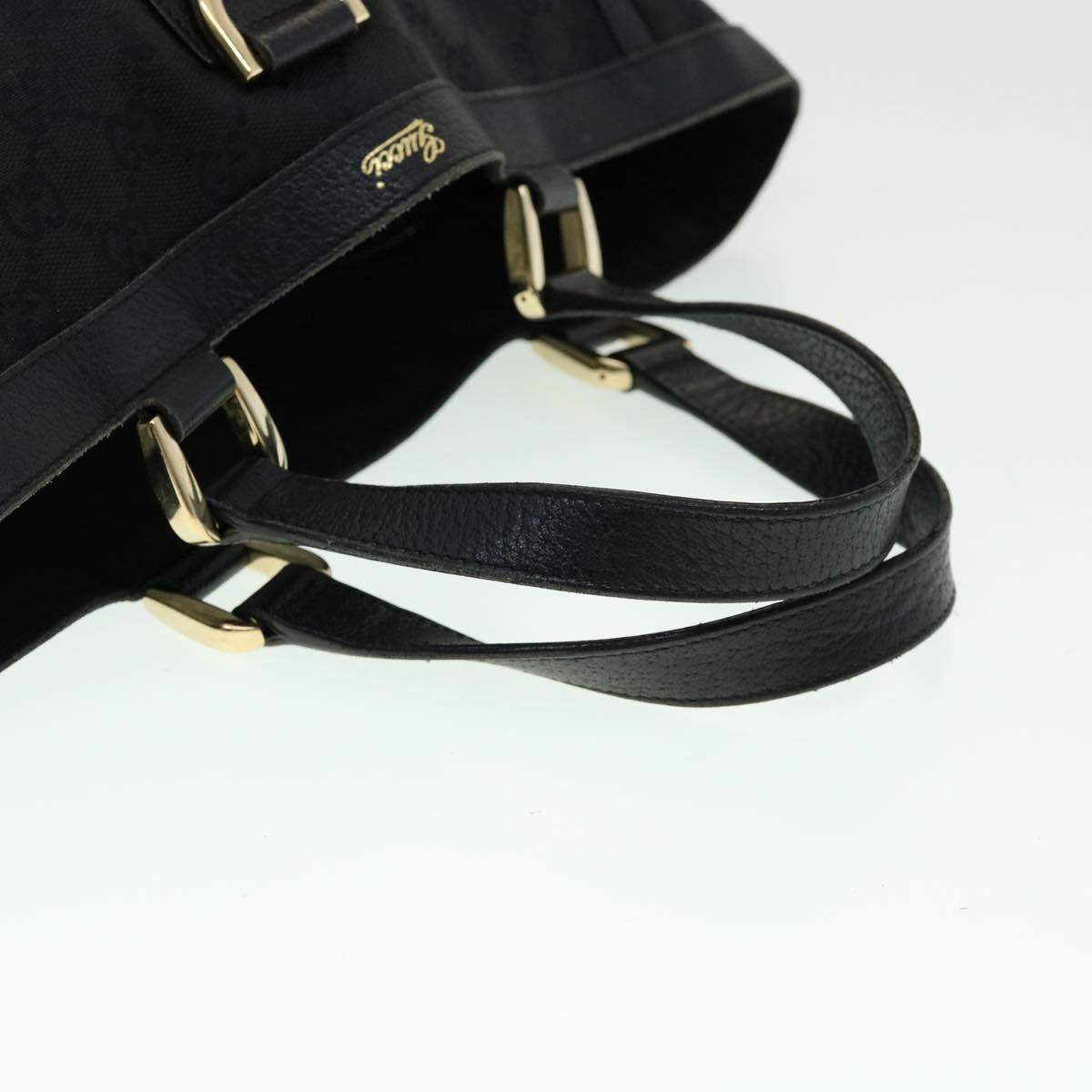 GUCCI GG Canvas Abbey Hand Bag Black tb089