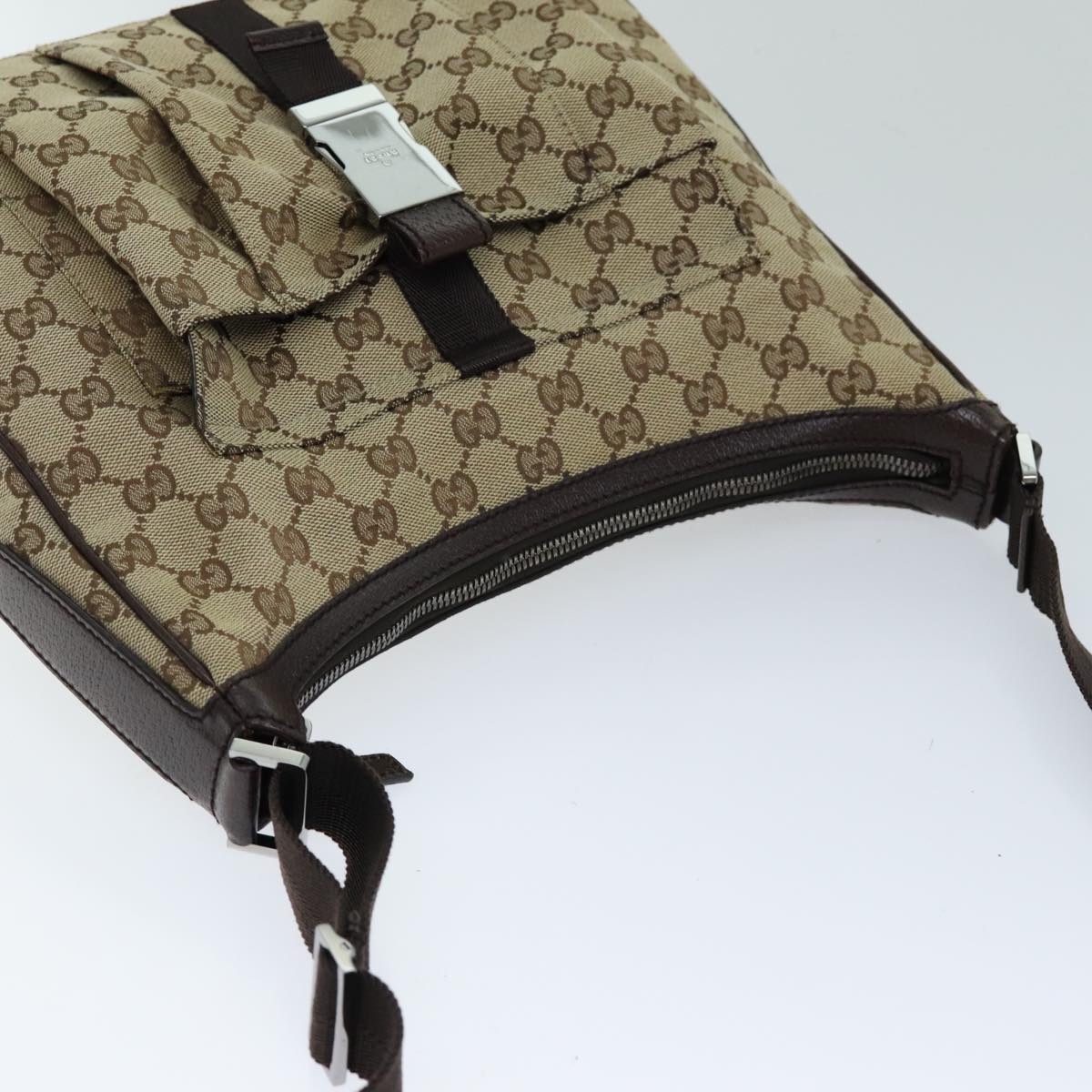 GUCCI GG Canvas Shoulder Bag Beige 131211 tb1106
