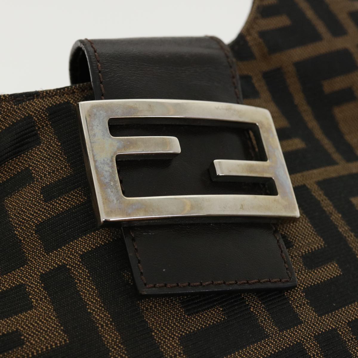 FENDI Mamma Baguette Zucca Canvas Shoulder Bag Brown tb146