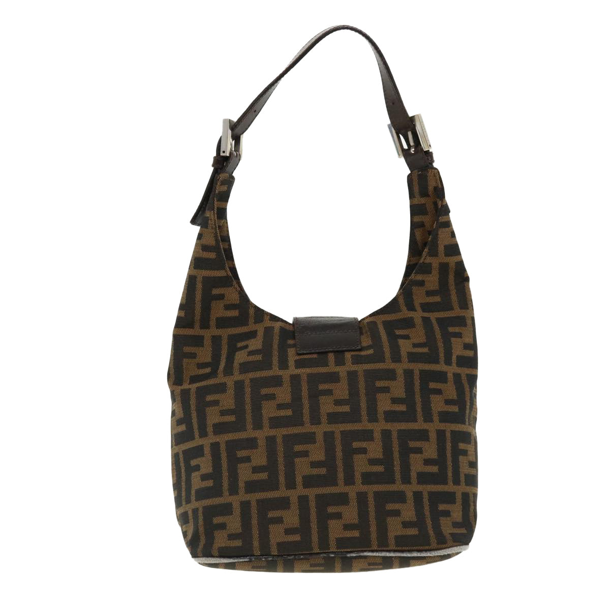 FENDI Mamma Baguette Zucca Canvas Shoulder Bag Brown tb146
