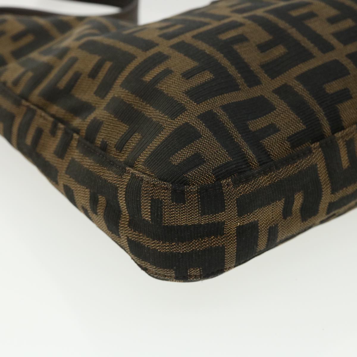 FENDI Mamma Baguette Zucca Canvas Shoulder Bag Brown tb147