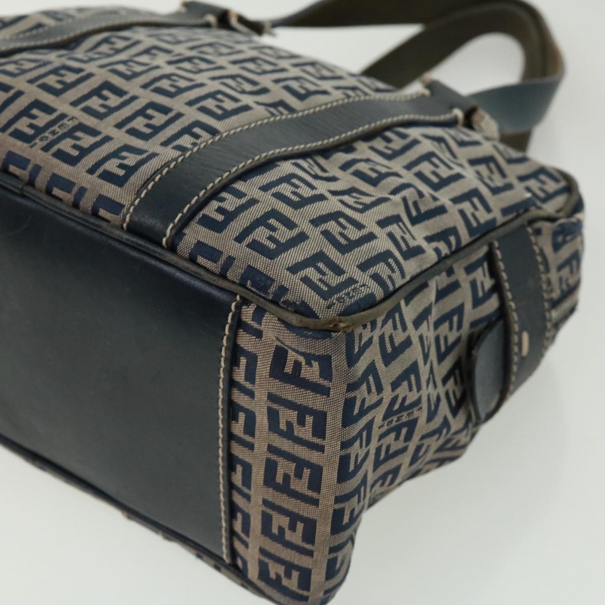 FENDI Zucchino Canvas Hand Bag Navy tb255