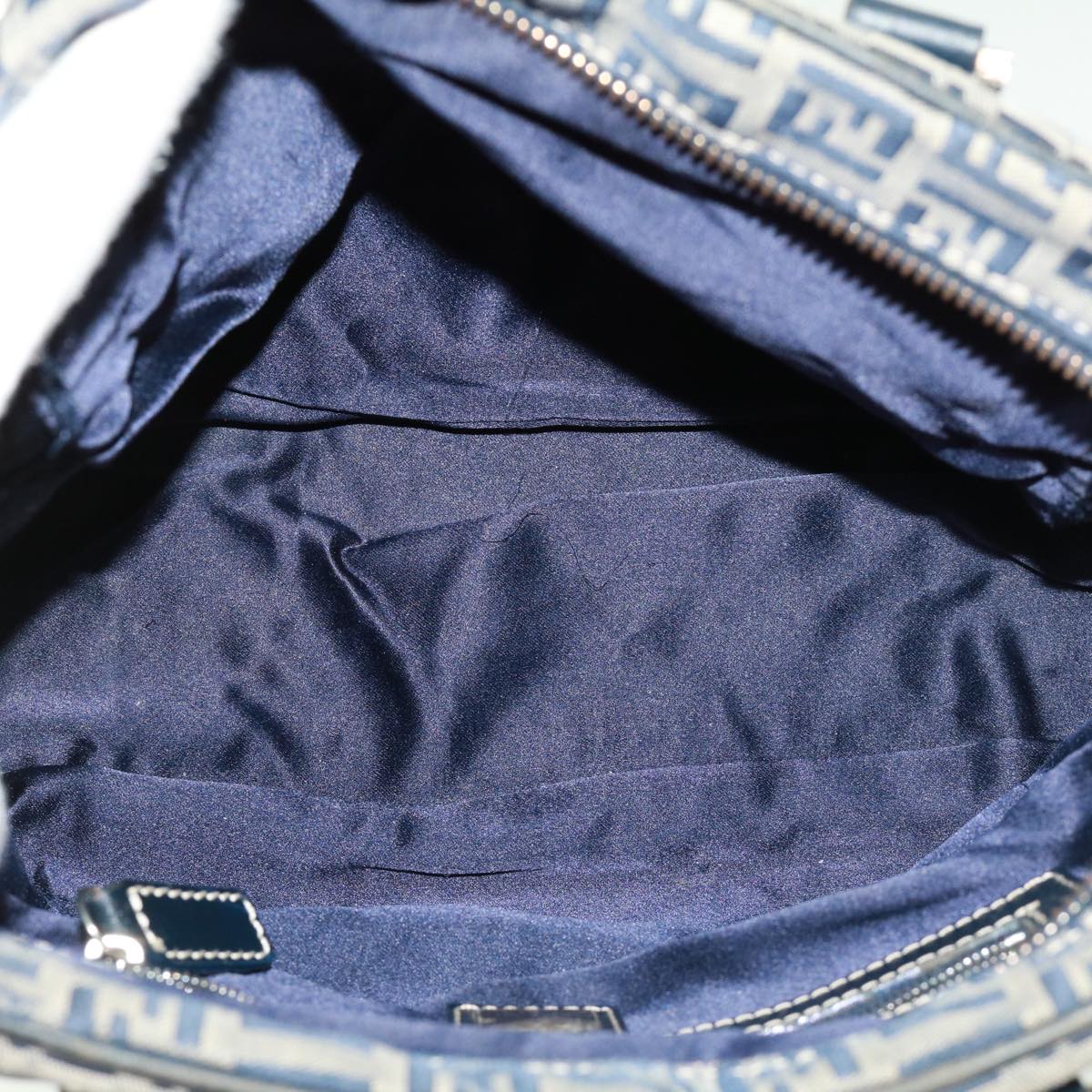 FENDI Zucchino Canvas Hand Bag Navy tb255
