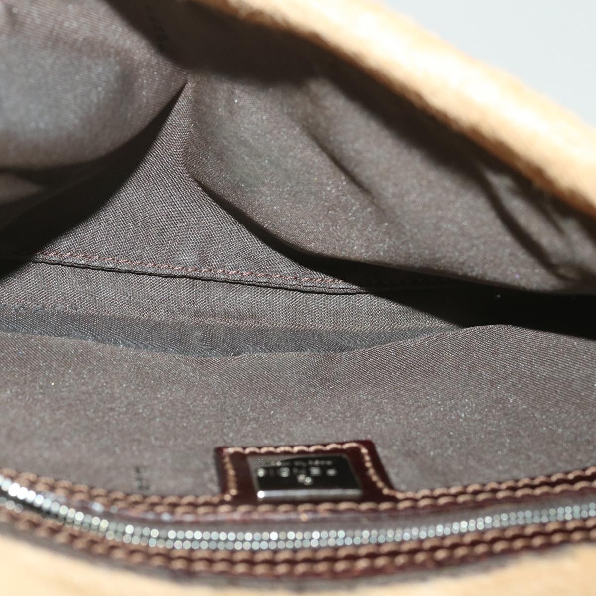 FENDI Mamma bucket Shoulder Bag Unborn Calf SkinLeather Brown tb419