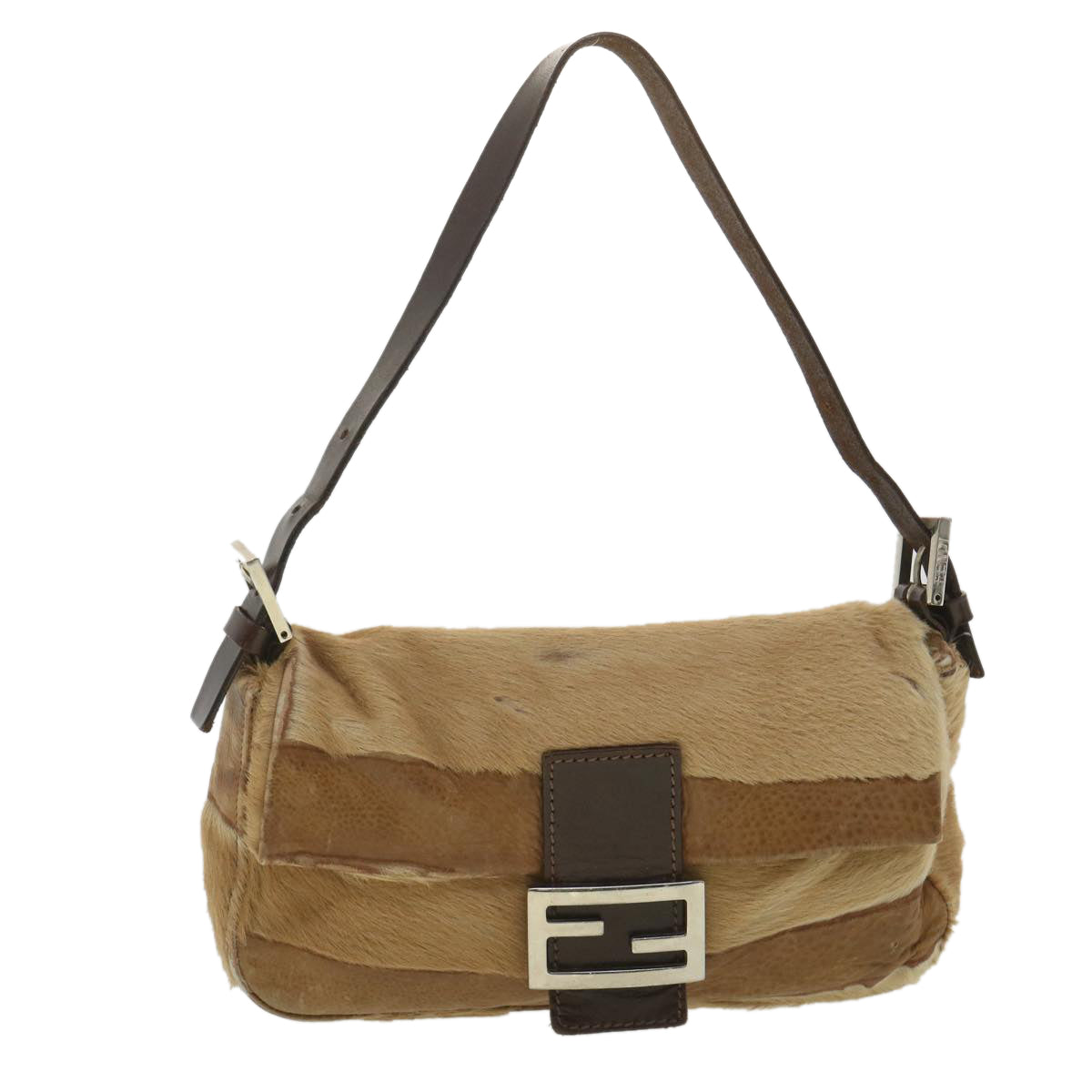 FENDI Mamma bucket Shoulder Bag Unborn Calf SkinLeather Brown tb419