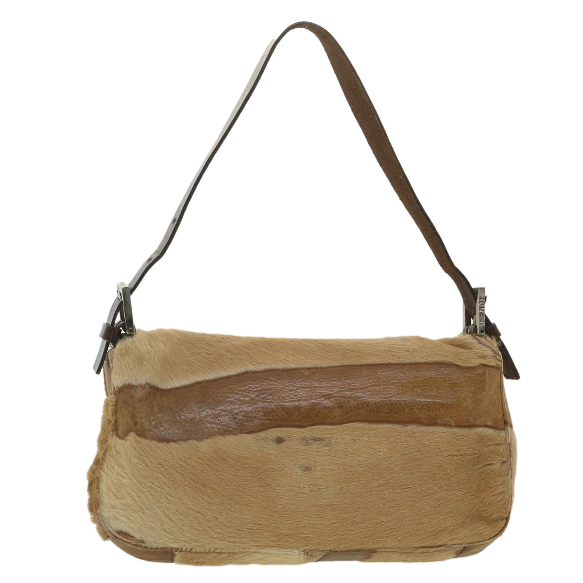 FENDI Mamma bucket Shoulder Bag Unborn Calf SkinLeather Brown tb419