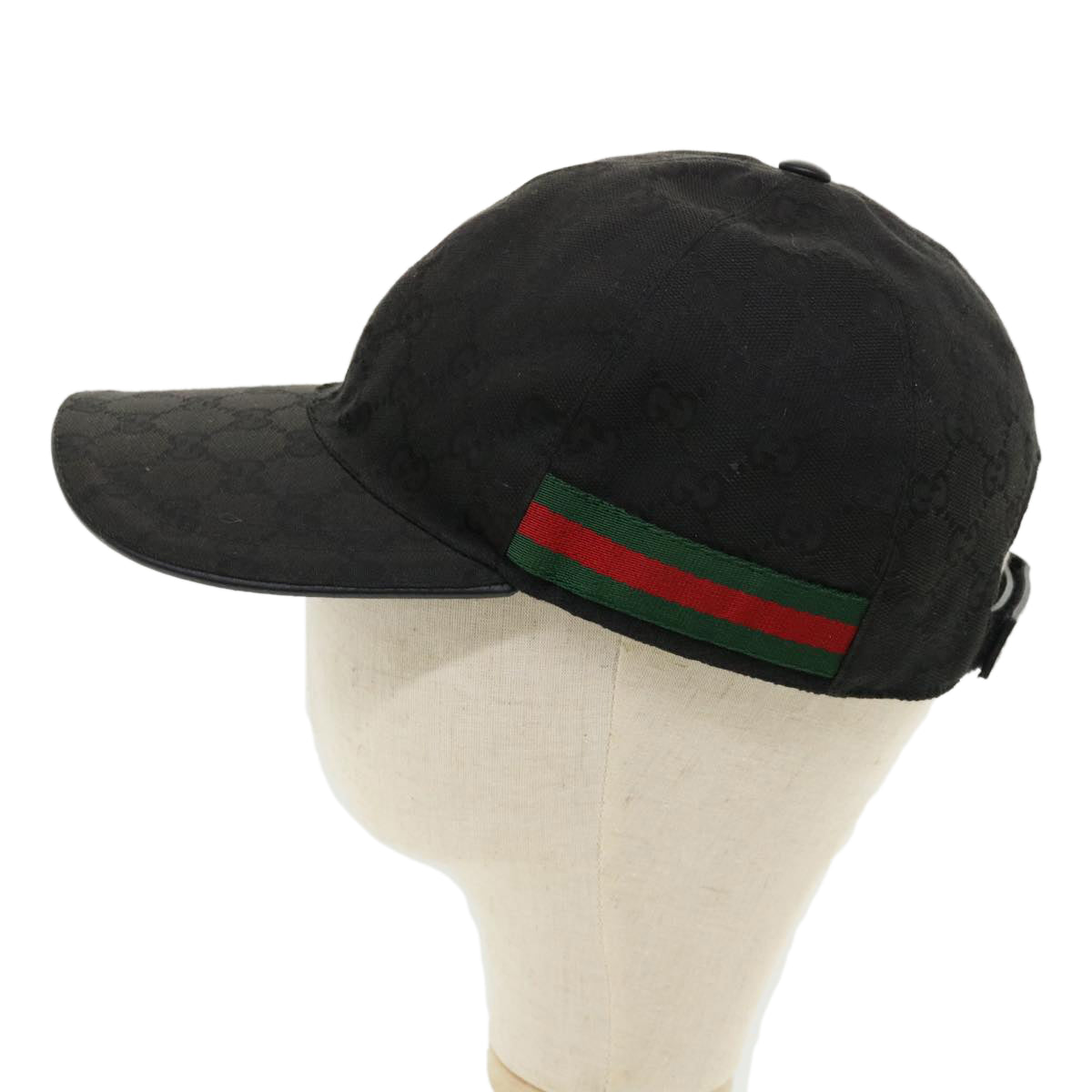 GUCCI GG Canvas Web Sherry Line Cap L Black Red Green 200035 tb476