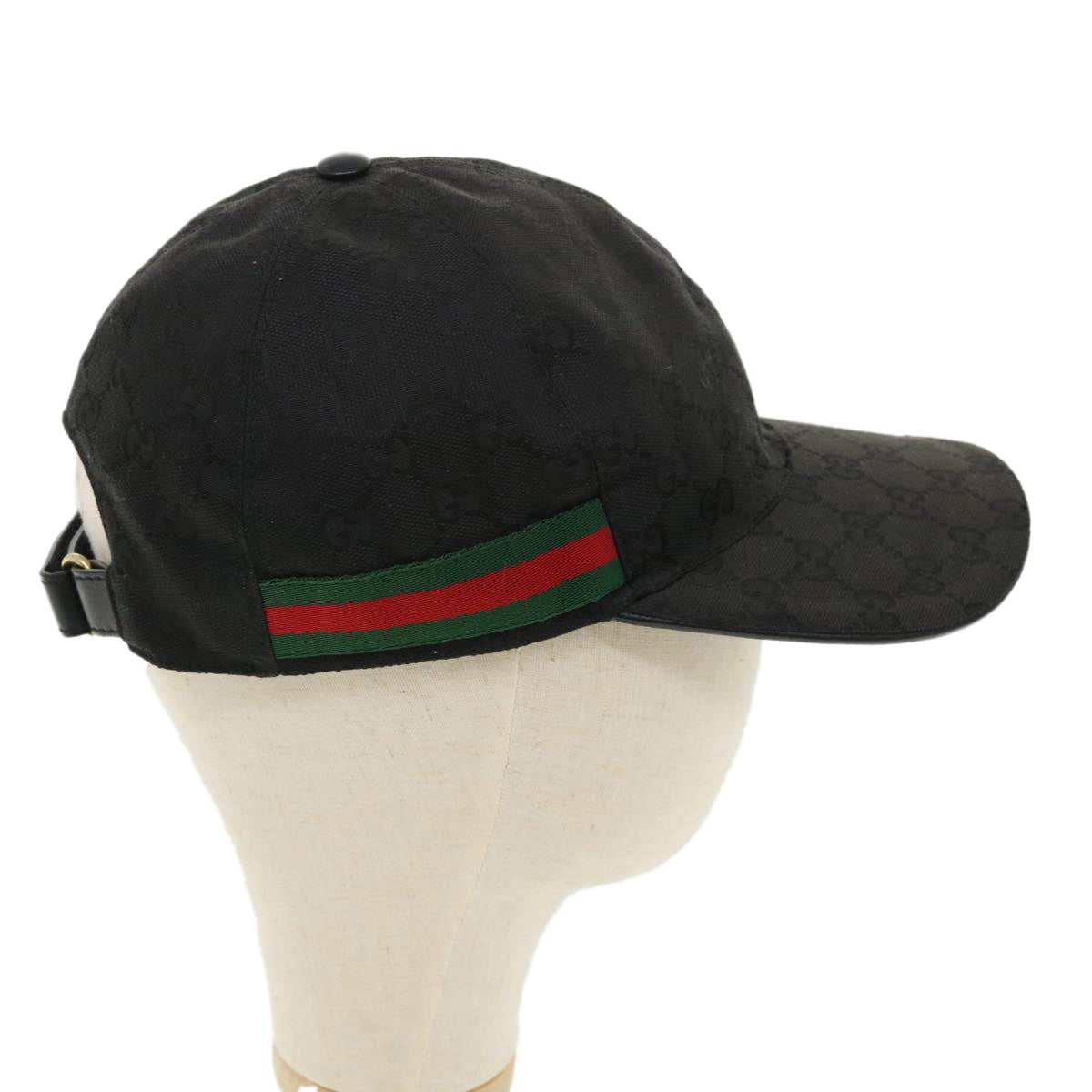 GUCCI GG Canvas Web Sherry Line Cap L Black Red Green 200035 tb476