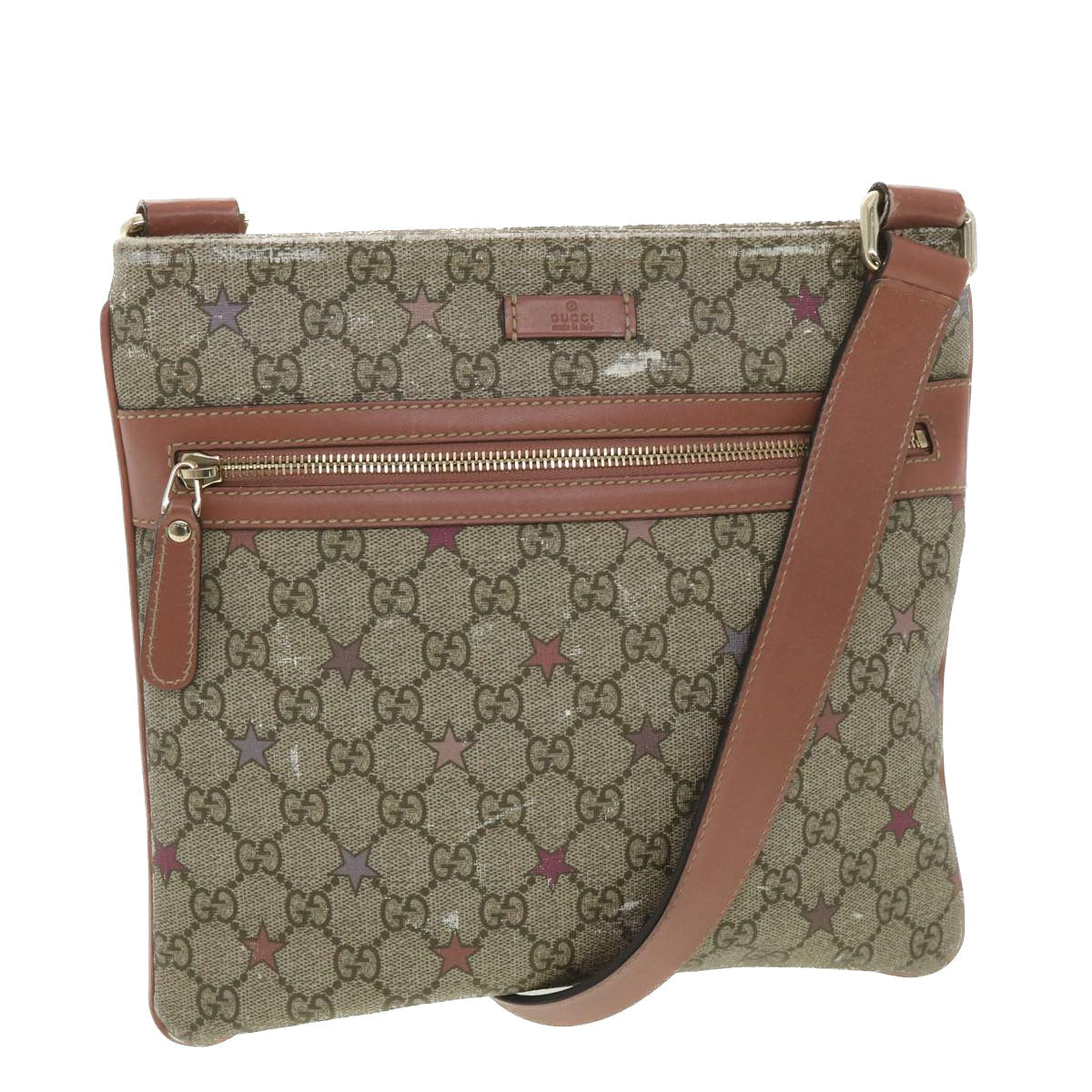 GUCCI GG Canvas Star Shoulder Bag PVC Leather Beige Pink 295257 tb525