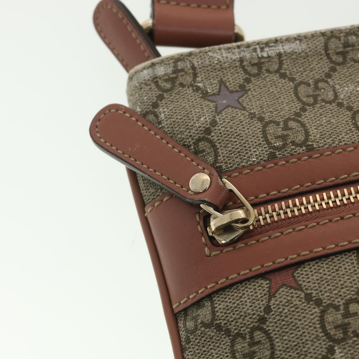 GUCCI GG Canvas Star Shoulder Bag PVC Leather Beige Pink 295257 tb525