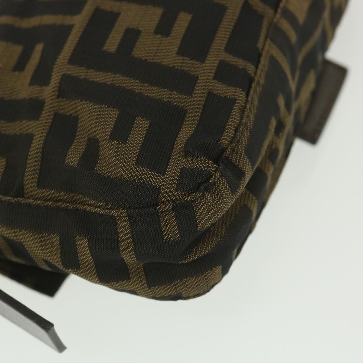 FENDI Zucca Canvas flower embroidery Mamma Baguette Shoulder Brown tb552