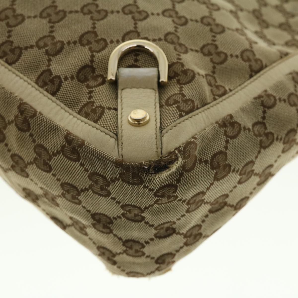 GUCCI GG Canvas Abbey Tote Bag Beige White 205141 tb580