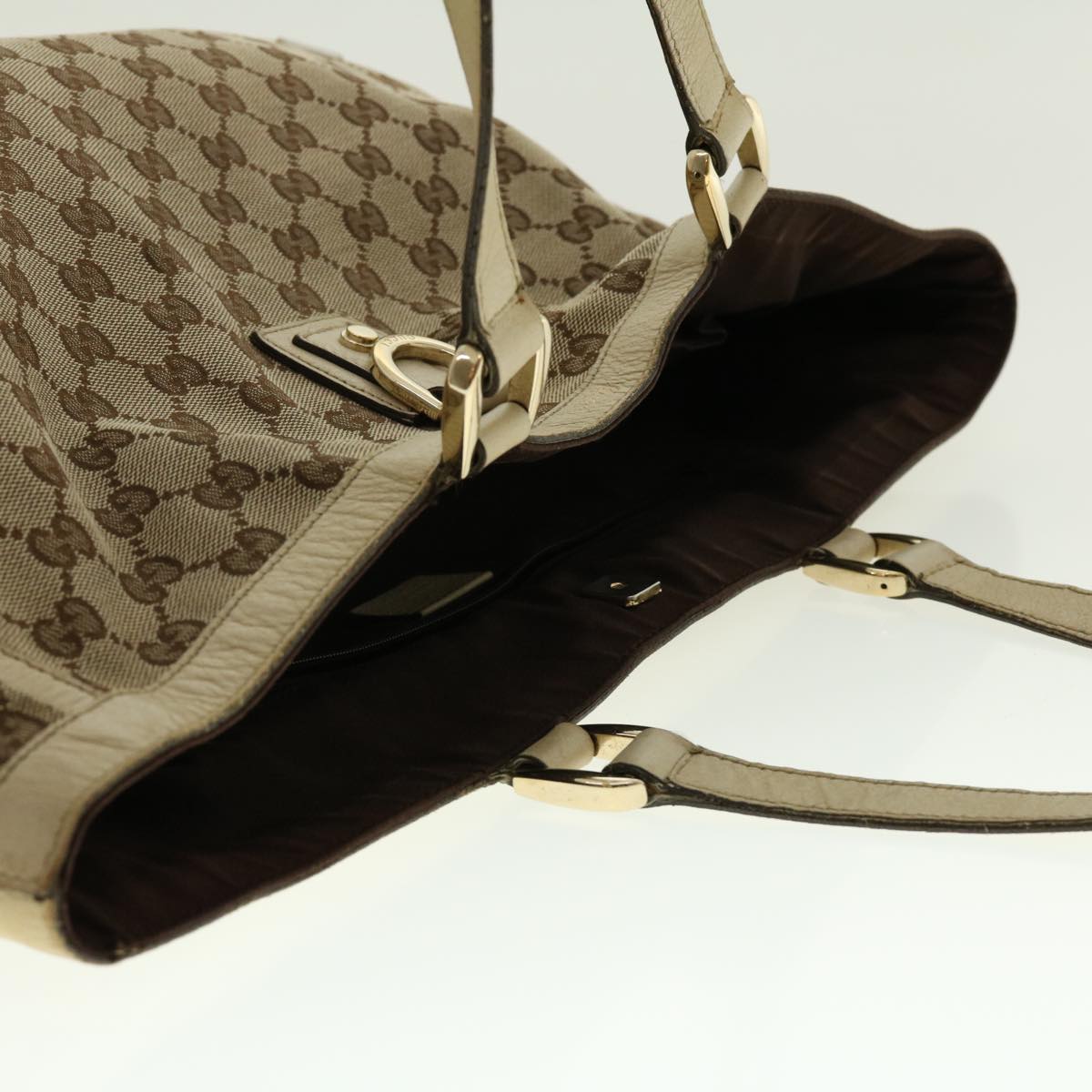 GUCCI GG Canvas Abbey Tote Bag Beige White 205141 tb580