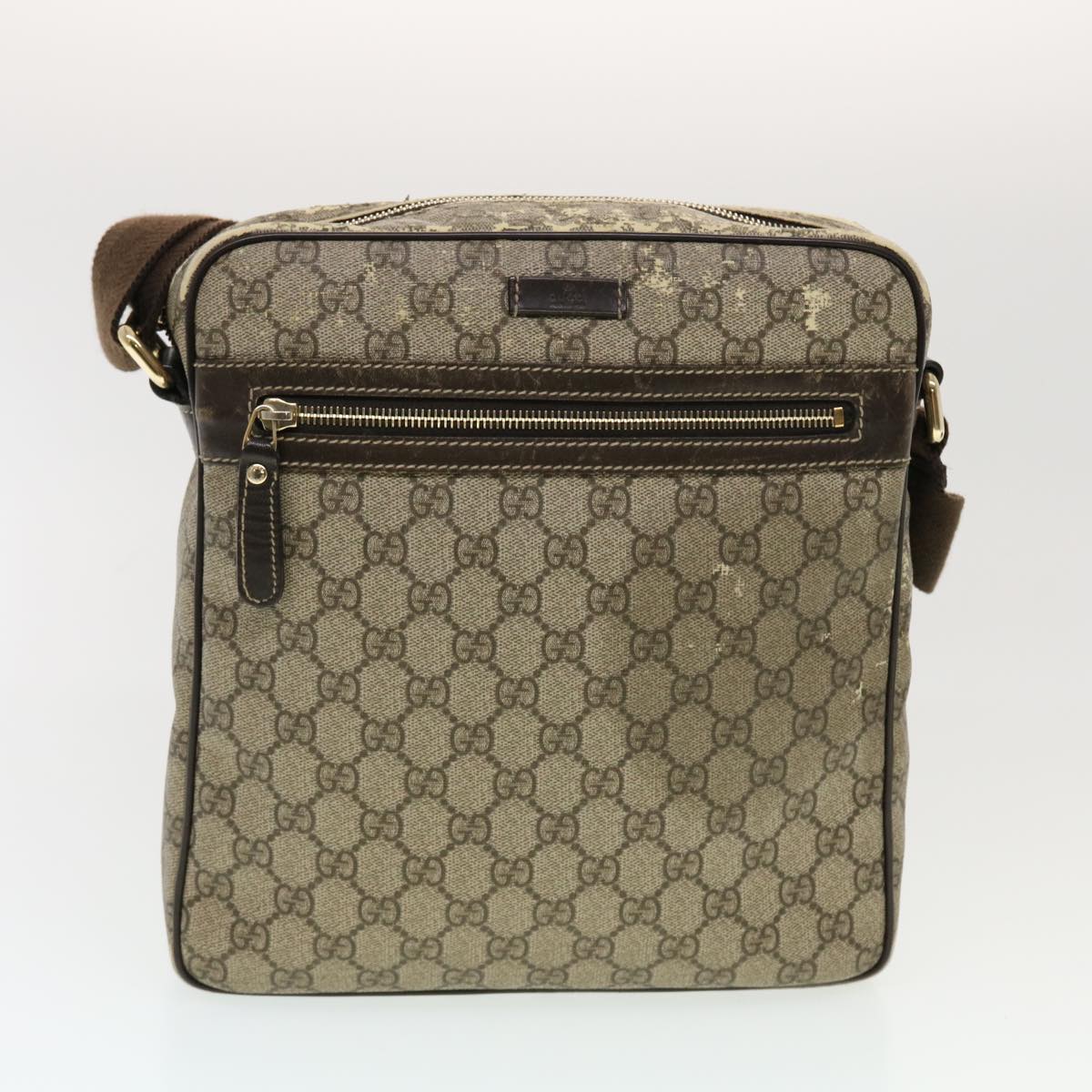 GUCCI GG Canvas Shoulder Bag PVC Leather 3Set Beige tb650