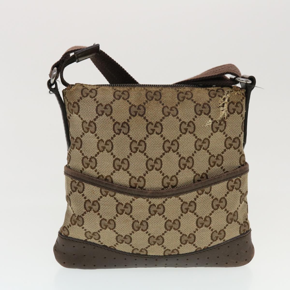 GUCCI GG Canvas Shoulder Bag PVC Leather 3Set Beige tb650