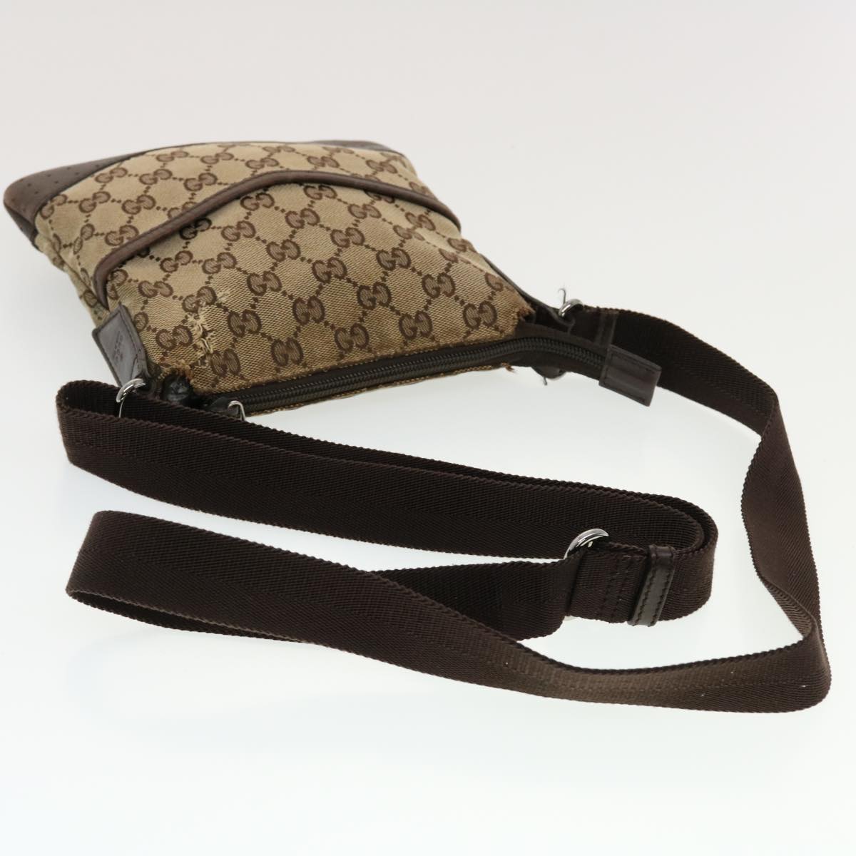 GUCCI GG Canvas Shoulder Bag PVC Leather 3Set Beige tb650