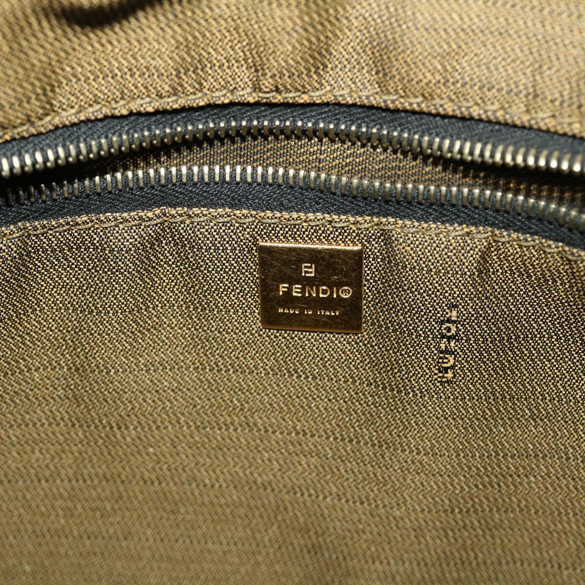 FENDI Zucca Canvas Vanity Pouch Hand Bag Nylon Brown Black tb667