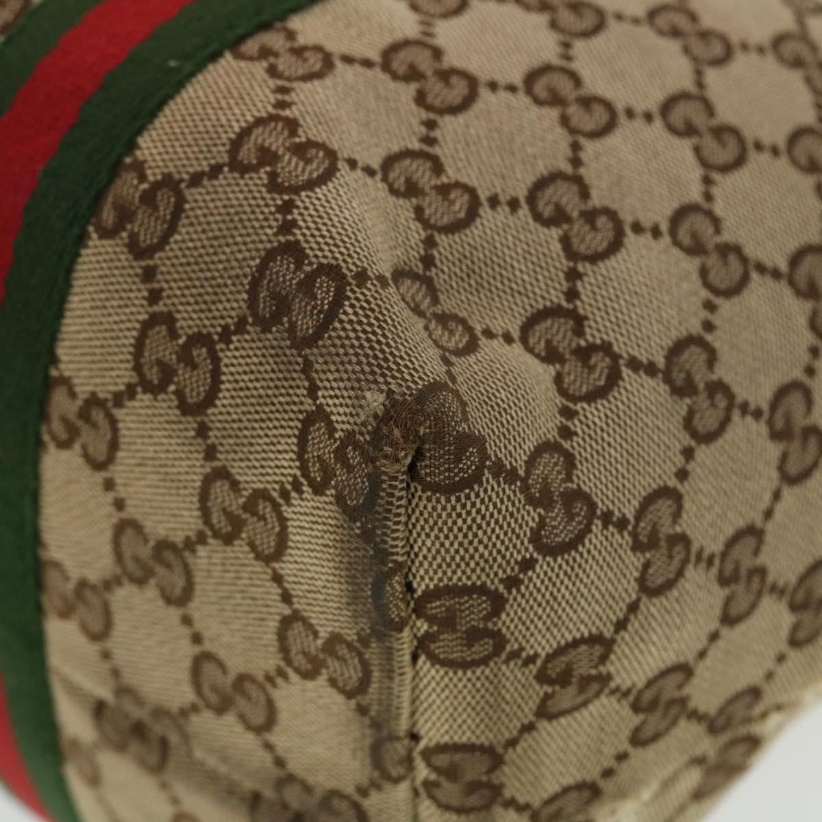 GUCCI GG Canvas Web Sherry Line Tote Bag Beige Green Red 139260 tb669