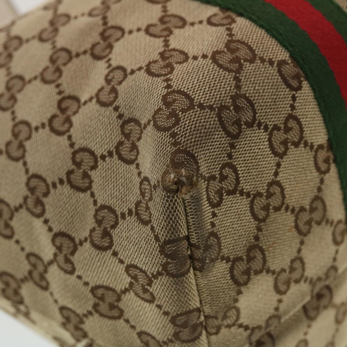 GUCCI GG Canvas Web Sherry Line Tote Bag Beige Green Red 139260 tb669